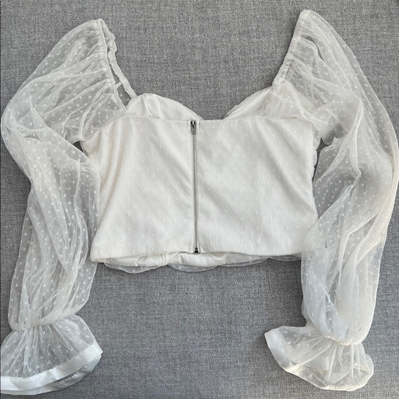 Apeach White Sheer Sleeve Blouse - Picture 4 of 4